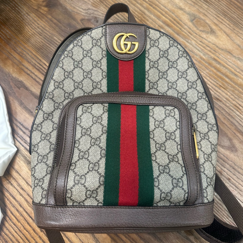 Gucci Brown and Green Belt Bag with Iconic Design